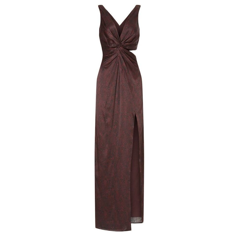 NICHOLAS Silvina Wrap Gown Size 4 Purple Snakeskin Satin Silk Formal Dress